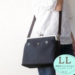 荷物持ちさんのための✨がま口帆布ショルダーバック LL トート&ショルダー2WAY ブラック（単色）