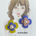 レトロポップ✳個性的✳エナメルレザーフラワーパール✳ピアス、イヤリング✳レザー レザークラフト ゆめかわ 古着 韓国 花 カラフル 昭和レトロ レトロ アンティーク  ピンク 春