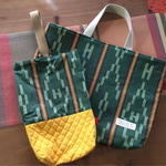 ✳︎レッスンバッグと上靴袋のセット　ネイティブ柄　グリーンイエロー　緑　黄色　男の子