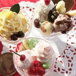 ミニチュア スイーツ　秋のマロンパフェ　イチゴパフェ　チョコレートパフェ