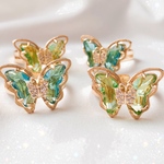 【 再販 】ワンコイン❥❥❥ビジュー 蝶 ✳︎ 指輪 リング 《 ライトブルー ★ ライトグリーン 》