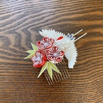 つまみ細工　鶴のかんざし　（受注製作）