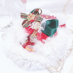 限定１点🎄クリスマススタイ首輪🎄たっぷりボリュームファー&チュール♡ミニクラウンモチーフ♡いちごチャーム♡