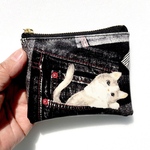 感謝セール品❤️ブラックデニムねこ😻　小銭入れ、印鑑入れ、ラミネートミニポーチ　10cmファスナー