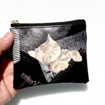 感謝セール品❤️ブラックデニムねこ😻　小銭入れ、印鑑入れ、ラミネートミニポーチ　10cmファスナー