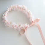 送料無料🍀ピンクホワイトリボンクラウン (ベビークラウン/ お誕生日 / 記念日 / 誕生日フォト / ナチュラル / ファーストバースデー / ハーフバースデー)