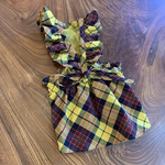 肩フリルのタータンチェックワンピ