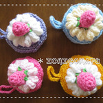 【試作品４個セット】アクリルたわし・パンケーキ（ビタミンカラー）