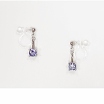 〈送料無料〉＊タンザナイト＊4mm▪︎silver925▪︎ロジウムコート▪︎ノンホールピアス▪︎揺れる▪︎イヤリング