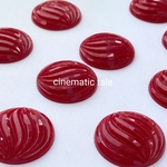  30mm【４コ】《レッド》ウェーブラインカボション