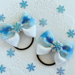 雪の結晶♡キラキラホログラム♡お揃い♡プレゼントにも🎁　キッズリボン　ヘアゴム  2個セット