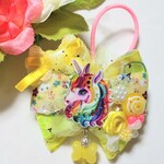 ゆめかわヘアゴム◇虹色ユニコーンのリボン◇シングル