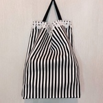ストライプ&レースのエコバッグ【ブラック】サブバッグ