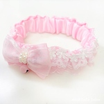 ペット用ダブルフリルレースリボン首輪🎀