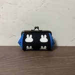 がま口コインケース＊モノクロうさぎ