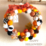 毛糸玉ハロウィンリース