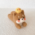 柴犬わんことひよこさん　羊毛フェルト