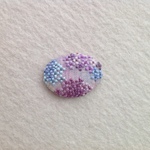 リネンと刺繍のグラテーションフラワーのヘアゴム or ブローチ オーバル型