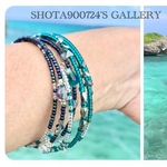 🐠🏖南の島の合わせブレス〜Namiエメラルド〜３連コイルブレスレッド2本組🐠🏝