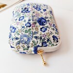 ミニポーチ ポケットティッシュカバー付き 化粧品ポーチ プレゼントにも* リバティ フェリシテ  ブルー