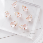 【4pcs.】 ピンクの小花 チャーム ラインストーン付き ／ K674-a1