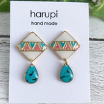 再販▷ネイティブスクエア  × ターコイズ 揺れる ピアス/イヤリング
