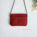 シンプル＊帆布　ショルダーバッグ＊ポシェット＊サコッシュ　赤