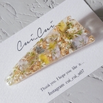 handmade natural かすみ草畑 押し花レジンヘアクリップ