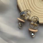 ハンドメイドピアス wire wood silver 