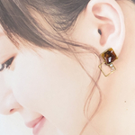 べっ甲レジンの上品な秋色ピアス/イヤリング/ノンホールピアス〜金属アレルギー対応〜