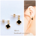 シンプル⭐︎黒のクローバーピアス