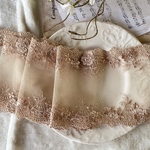 1m 美しい 花 フラワー刺繍 チュールレース TL211004-I ライトブラウン ハンドメイド 手芸 素材 材料 DIY