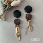 RUKIRIRIA #621 ブラック×ゴールド×レオパードウッドピアス  大ぶりピアス 大ぶりイヤリング 
