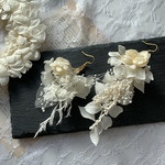 【pure white(LL)】 ドライフラワー　ピアス・イヤリング　ウェディング　ブライダル