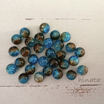 【送料無料】クラックガラスビーズ8mm(ブルー×ブラウン)30個セット