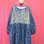 ゆるふわ お花畑ワンピース navy