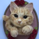 tamamori3ns専用(麦茶ちゃん) 羊毛フェルトねこ肖像《大タイプ上半身像・🌸付・短毛/長毛共通》【楕円型フレーム(中)使用】【オーダーメイド】