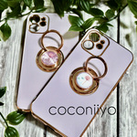 【 iphone13 シリーズ 】 iphoneケース スマホケース リング付き 押し花 ドライフラワー パープル 紫 かすみ草 スマートフォン