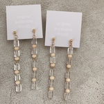 vintage crystal × wood   long pierce