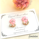 Best4👑【再販７】♡浴衣にも！ちょっと和風なお花とスワロフスキーとパールのイヤリング♡ピアス