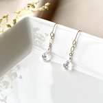 天然石 水晶マロンカットのシンプルピアス/イヤリング
