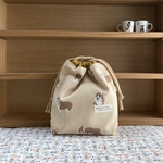 コーギーちゃんの巾着袋(裏地つき)