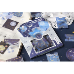 箔押しシール 銀河と花火 45枚 切手風 コラージュ 月 nebula