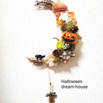 🎃ハロウィン🦇　🌛三日月リース　リース玄関