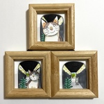 ミニ原画 家の壁シリーズ⑤【トンネルの猫のイラスト】3点セット