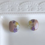 カフェオレ カラー フラワー レジン ピアス 