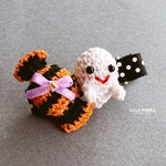 【今年も登場☆ハロウィン限定】おばけちゃんとキャンディのヘアクリップ（オレンジ）