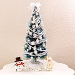 ミニチュア　クリスマスツリー　ホワイトとサンタクロース雪だるまのセット