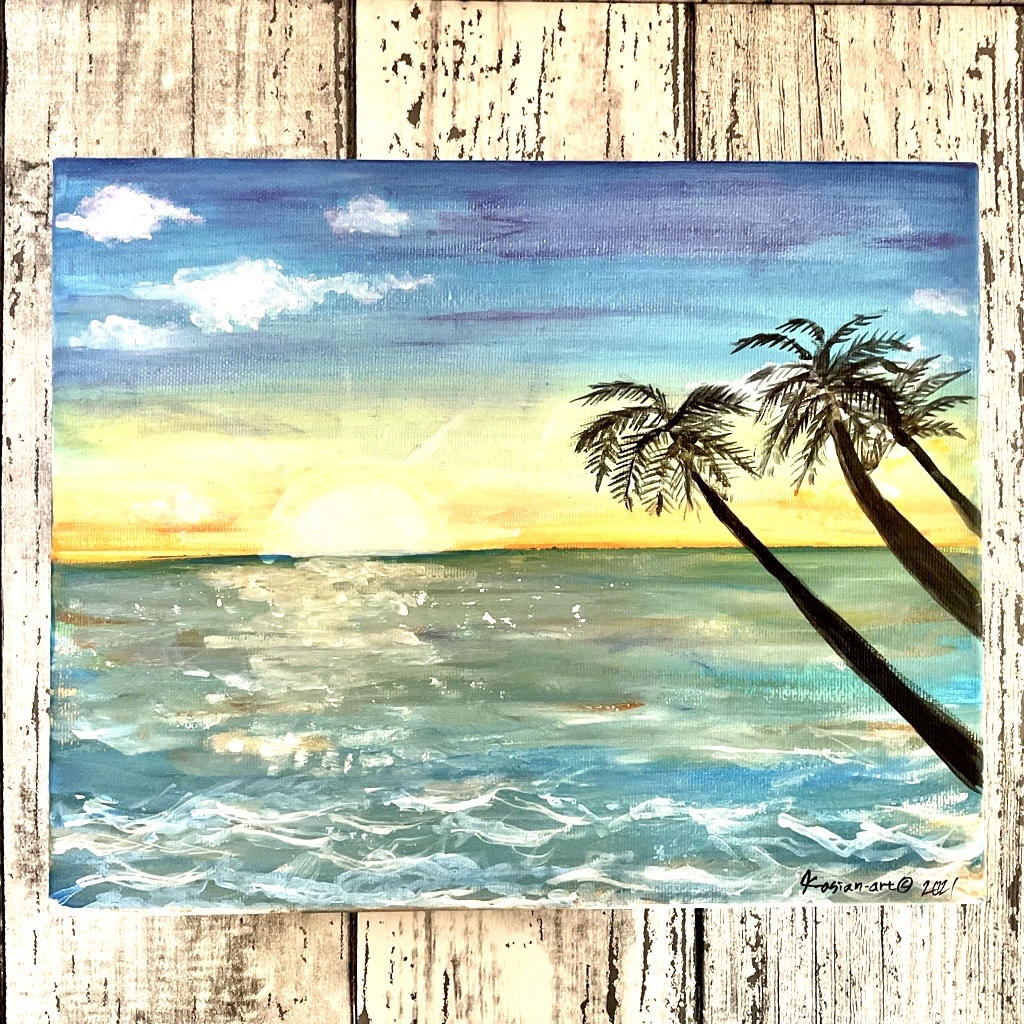 絵画 海 美品 水島海衆、【初夏の美瑛富士】、希少な大判額装用