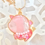 【 Pon's様専用ページ 】こぶたに真珠( クリアピンク 濃いめ )  バッグチャーム    レジン ✿ シェル ✿ キーホルダー ✿  パール